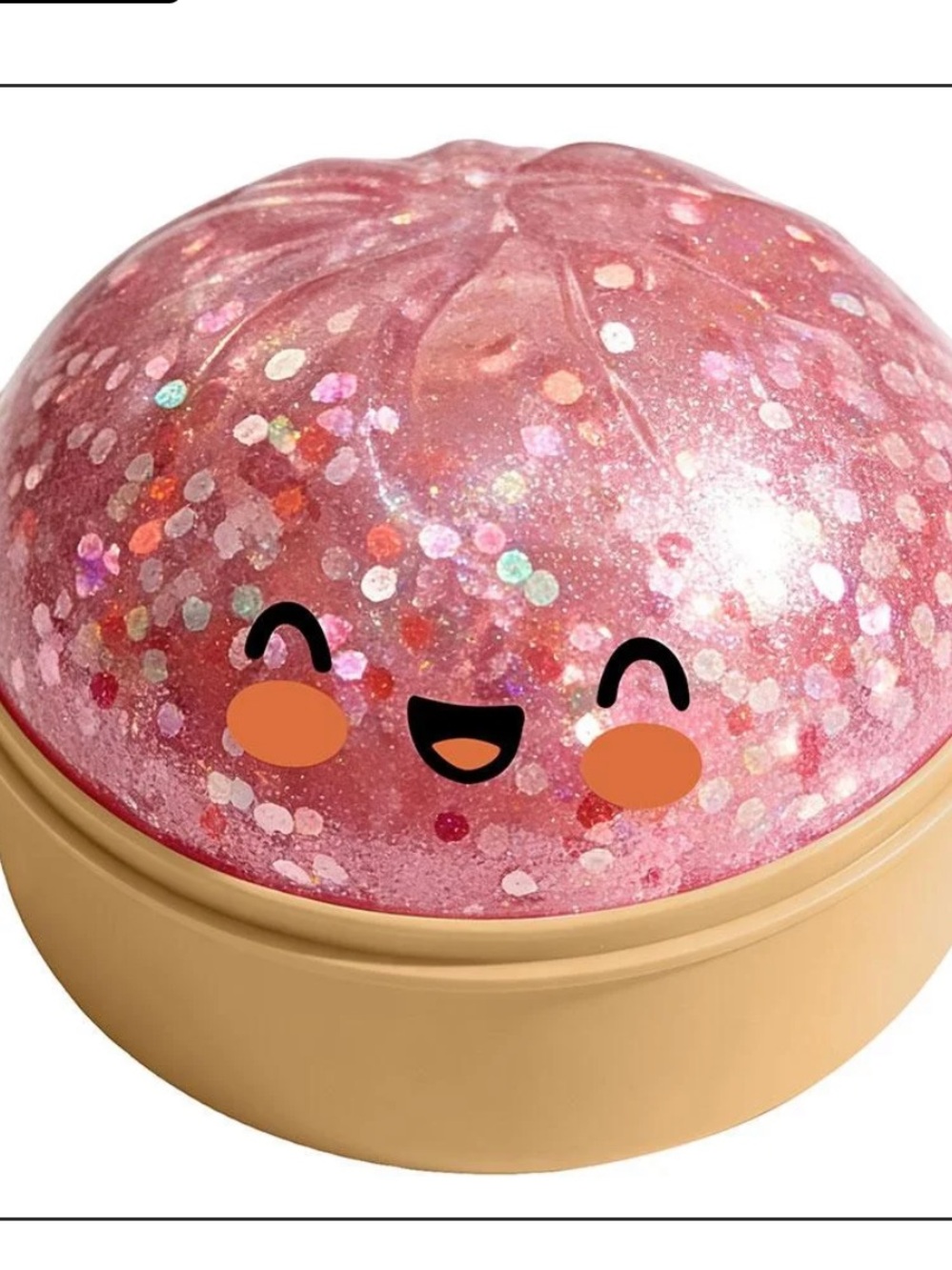 Large Dumpling Squishy Stress Ball - pink glitter